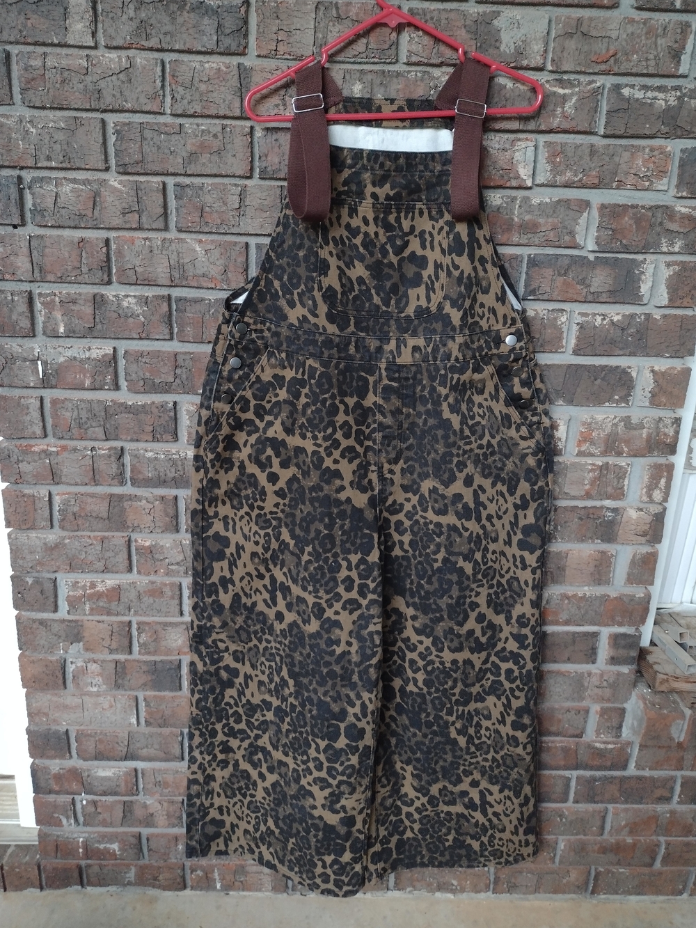 NWT Cider Leopard Print Wide-Leg Overalls Dungarees Womens 1XL Indie Grunge Boho